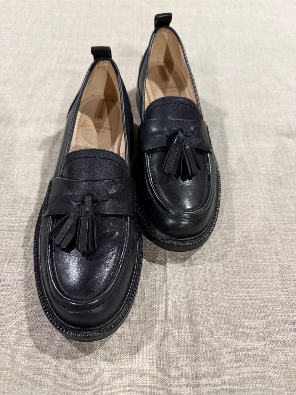Sam Edelman Black Leather Tassel Loafers Women’s Size Us 6 Eu 36